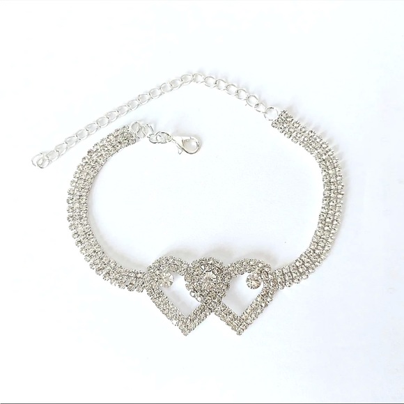Anklet Set with Silver Rhinestones and Hearts-2 pcs. Set - Picture 6 of 7